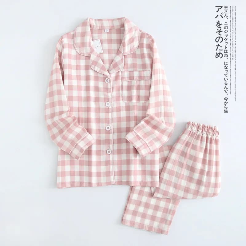 Ensemble de pyjamas pour couple, style été et automne, nouveaux ensembles en gaze pour homme et femm