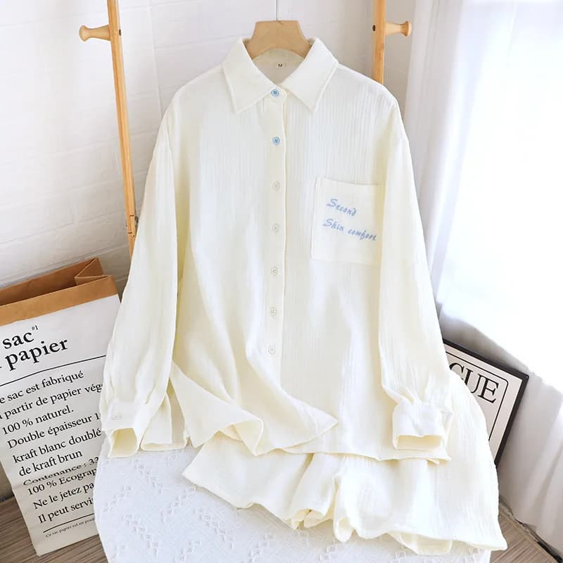 Pyjama femme 100% coton automne printemps manches longues pyjama doux ensemble pyjama femme maison e