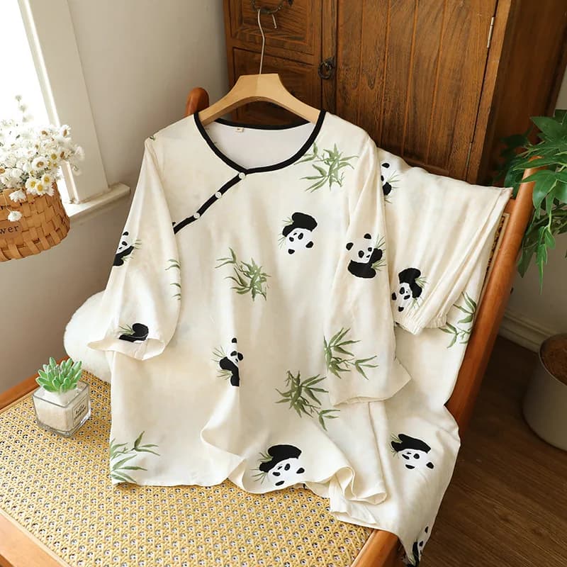 Pyjama d'été 2026 pour femme, ensemble 2 pièces, style chinois ancien, tenue de nuit, ensemble de ma
