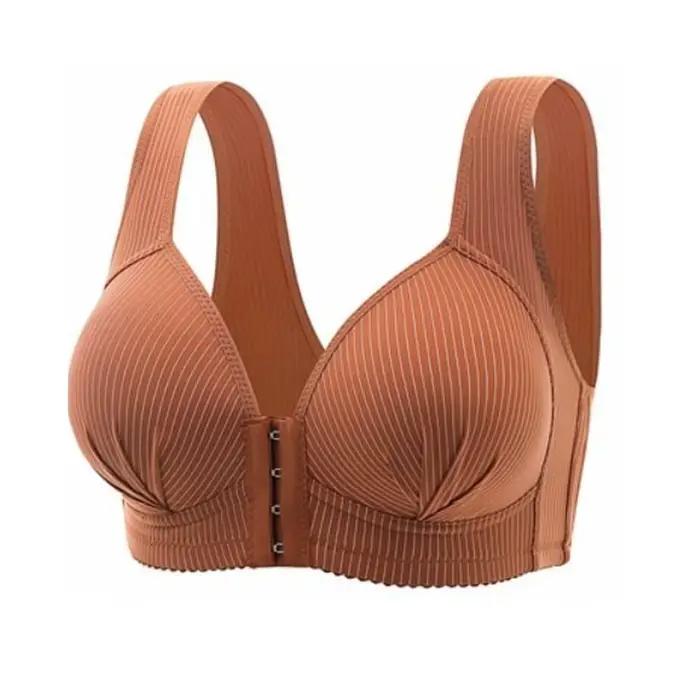 Soutien-gorge intime grande taille sans fil, décolleté en V profond, bouton avant, antichoc, sans co