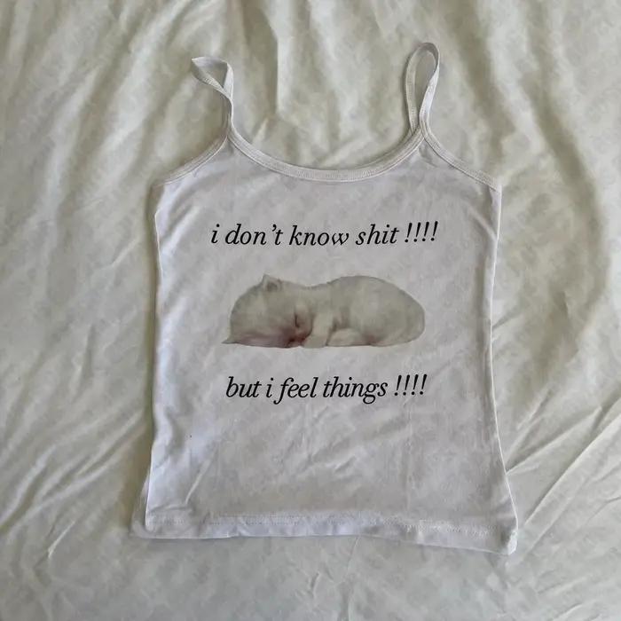 Vintage Corset Débardeurs Femmes Esthétique Chat Imprimé Grunge Bébé Tee Punk Y2k Vêtements Gothique