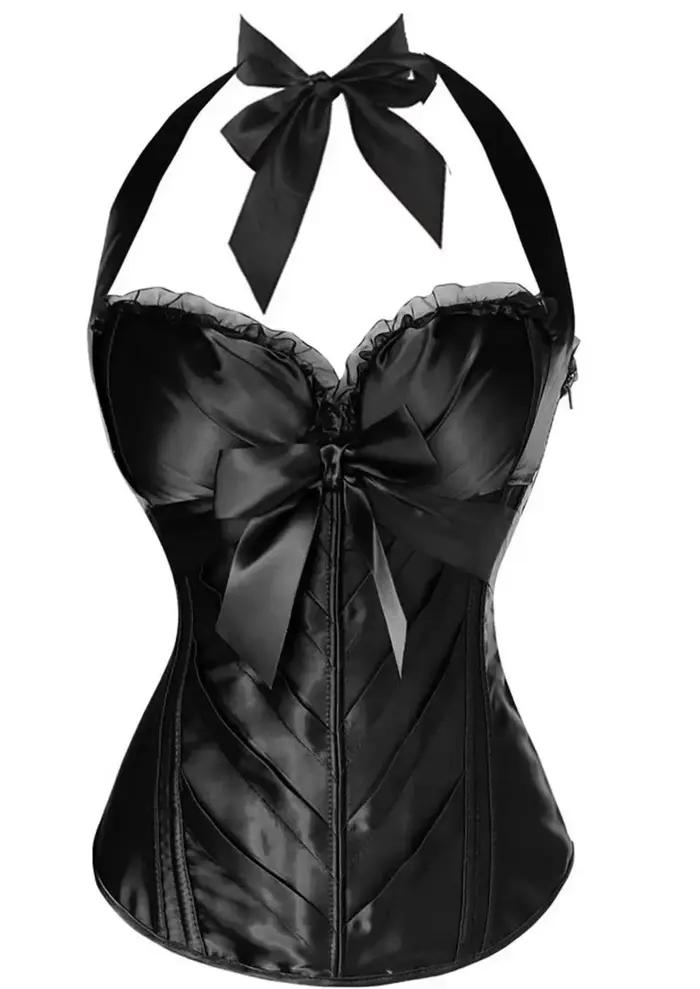 Burlesque Corsets et Bustiers Coupe Sexy Cprset Licou Satin Corset Avec Bretelles Grande Taille Over