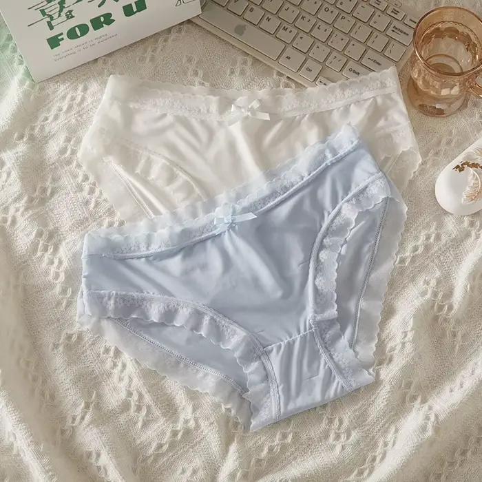 3-dielne dámske nízke nohavičky Sexy čipka rýchloschnúce slipy bezšvové jednofarebné tangá
