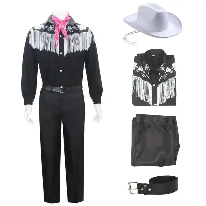 Costume de Cosplay du Film Barbi pour Homme et Femme, Robe Rose de Margot Robbie, Chemise Ken, Uniforme d'Halloween