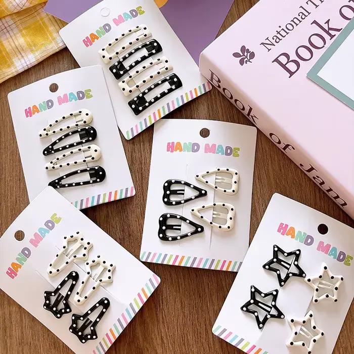Vintage Strass Bodkované Hviezdičky Sponky do Vlasov Sada Japonský Mäkký Dievčenský Srdiečkový Geometrický Flyaway BB Klipy pre Deti