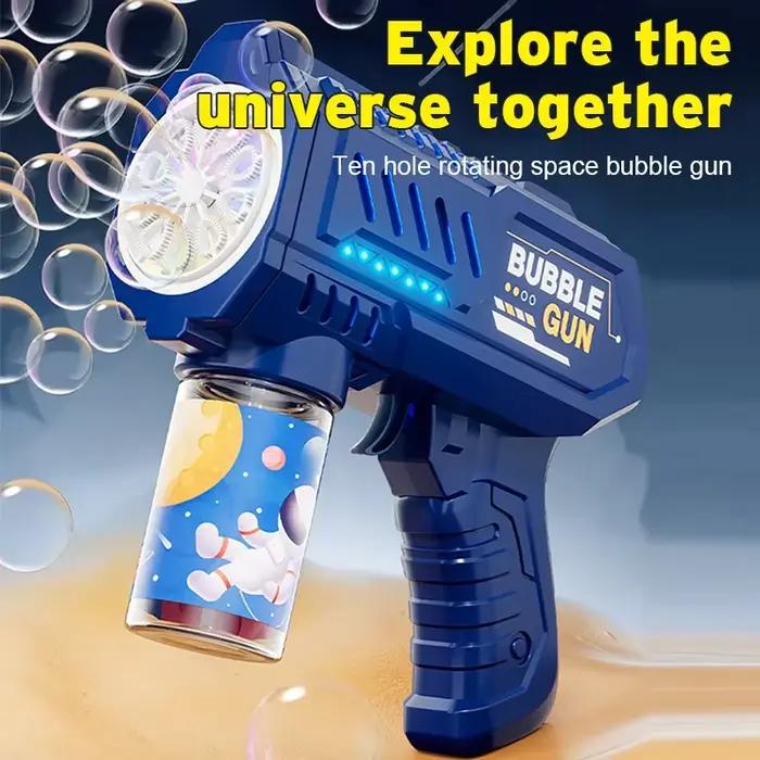 Pistolet à bulles entièrement automatique, Machine à bulles de fusée, souffleur automatique avec jouet liquide à bulles pour enfants, cadeaux de bulles de plage en plein air
