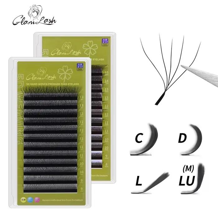 GLAMLASH 3D 4D 5D W tvarované mihalnice ľahký ventilátor Predĺženie mihalníc veľkoobchod YY prefabrikovaný objem 12 radov