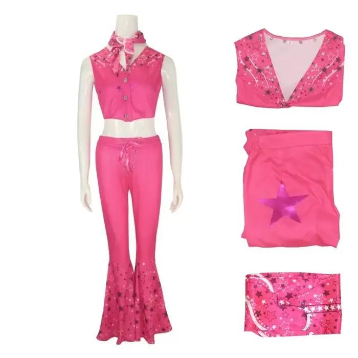 Costume de Cosplay du Film Barbi pour Homme et Femme, Robe Rose de Margot Robbie, Chemise Ken, Uniforme d'Halloween
