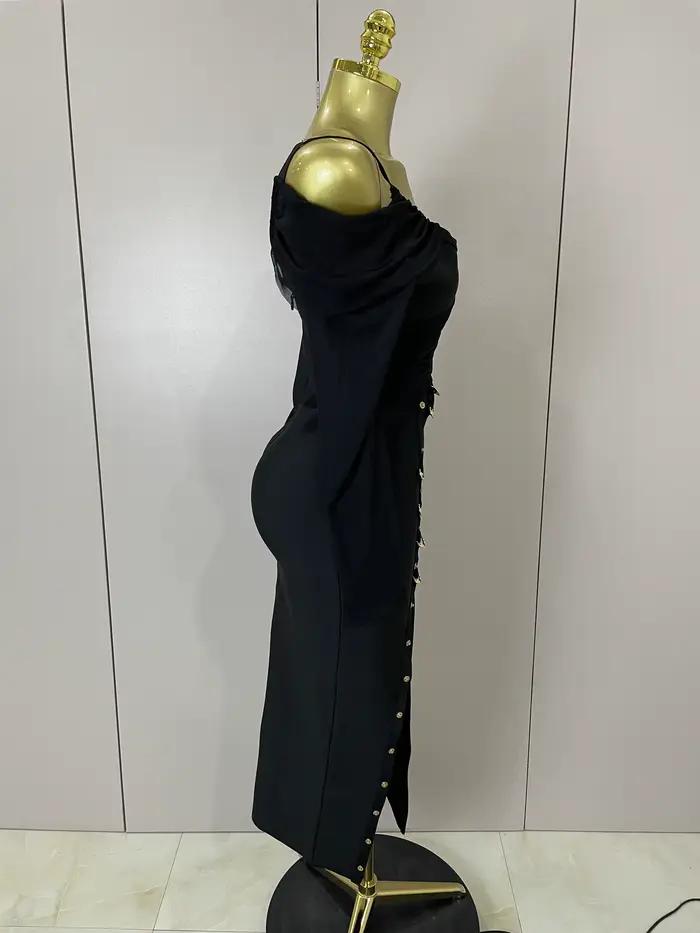 Robe chic et élégante en polyester et élasthanne pour femmes, style sexy et club, pour soirées et événements nocturnes