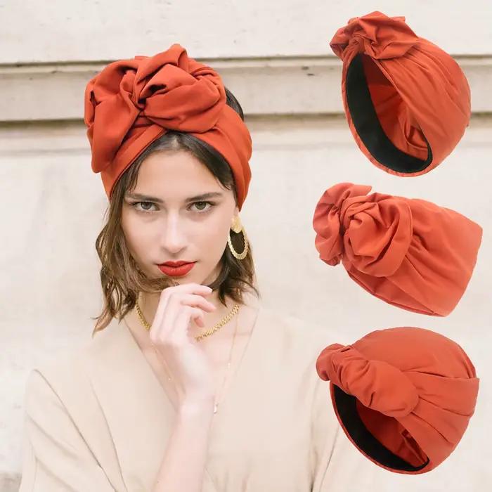 Moslimský šál čiapka bavlnený čelenka africký elegantný retro turban pre dámy čiapky moslimské