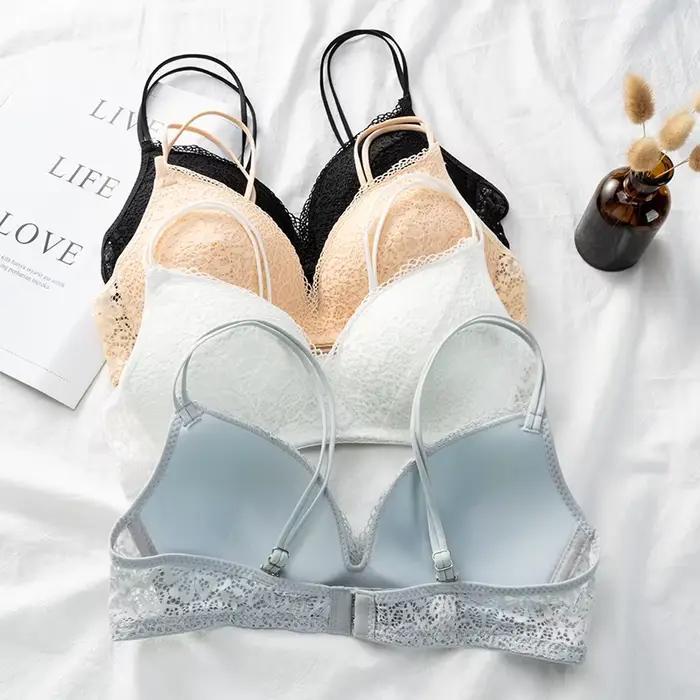 Soutien-gorge simple en dentelle, fin et confortable, sans armatures, effet push-up, sexy, sans coutures, respirant, avec bretelles réglables, lingerie