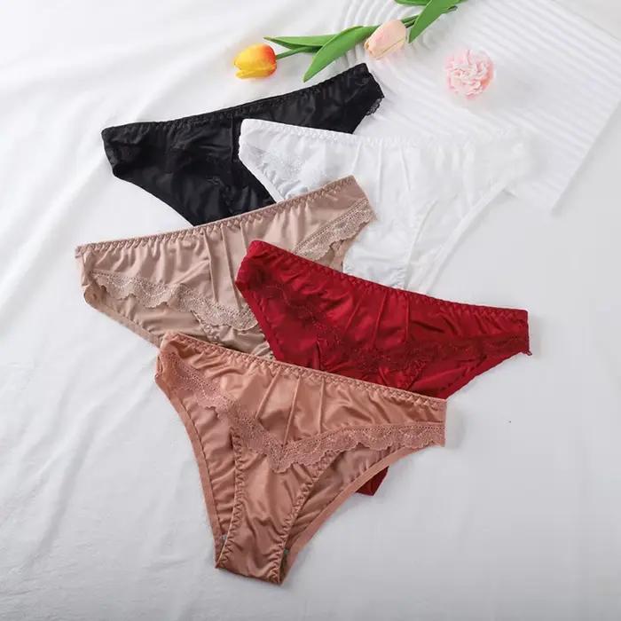 Sous-vêtements élégants en dentelle florale pour femmes, culotte taille basse pour nuit de mariage, sous-vêtements soyeux, nouvelle collection 2025