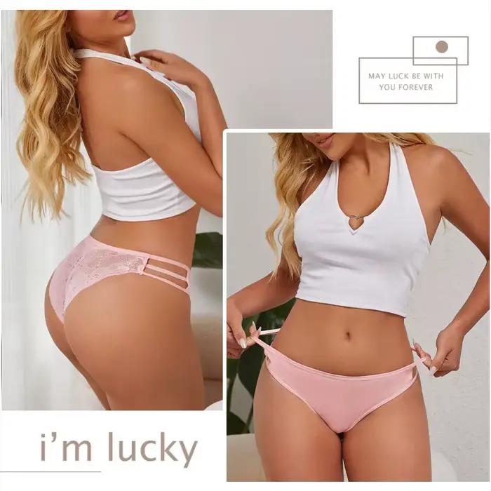 3-dielna súprava pre ženy Sexy čipka kvetinové nízke nohavičky priesvitné spodné prádlo elastické ramienka Mäkká bielizeň