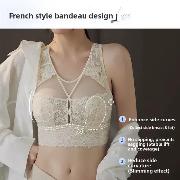 Sexi čipkovaná podprsenka veľkej veľkosti bez kostic ultra tenká pre ženy