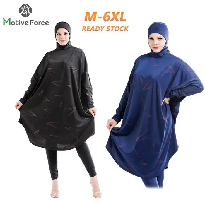 Abaya-Burkini s rukávmi pre ženy, veľká veľkosť, skromný, hidžáb
