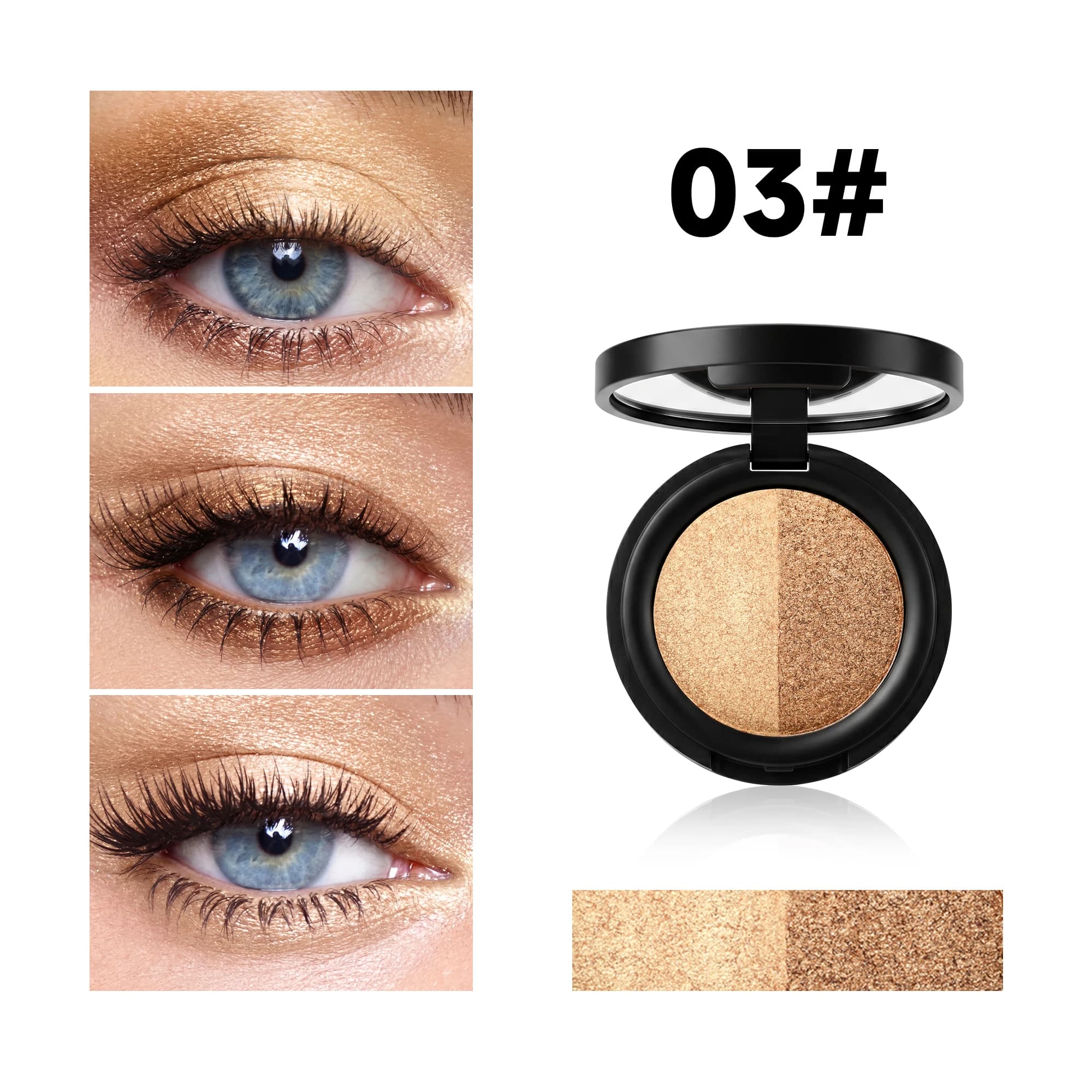 Palette de fards à paupières duo scintillants, 2 teintes dans un seul compact, fard à paupières nacr