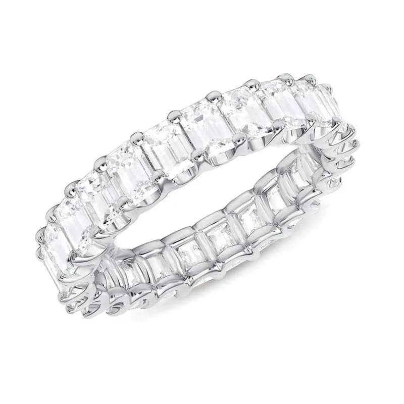 Huitan magnifiques bagues promises amour bijoux de mariage entièrement pavé carré cristal Zircon élé