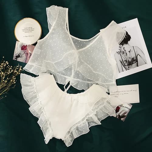 Pyjama d'été sexy en dentelle pour femmes, vêtements de nuit pour dames, haut et short imbibés de po