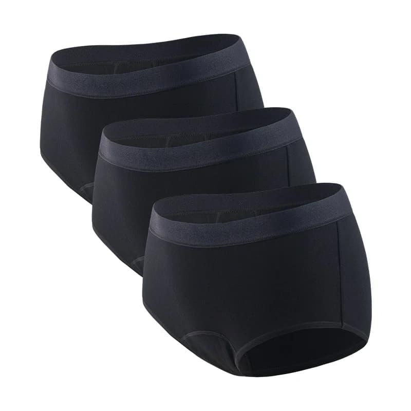 3 pièces culottes menstruelles pour femmes en fibre de bambou coton sous-vêtements imperméables à 4