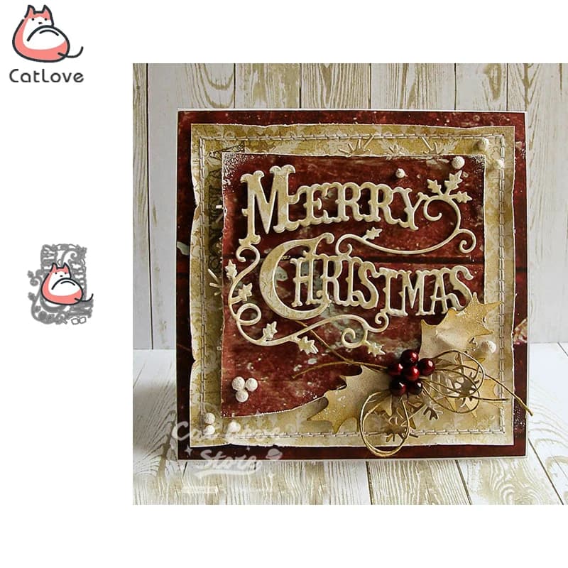 Joyeux noël mots matrices de découpe en métal Scrapbooking pochoir découpes carte faisant artisanat