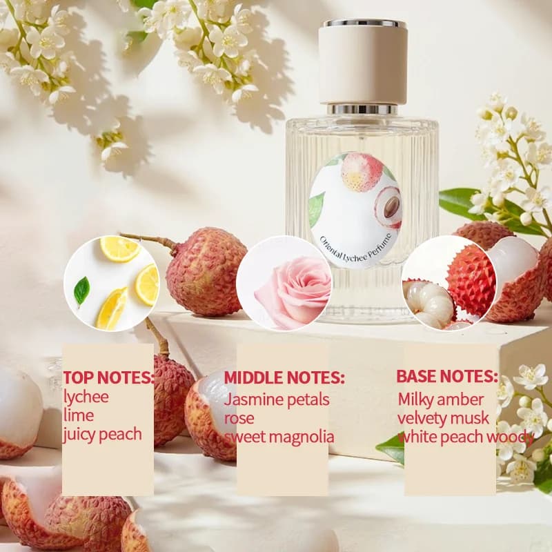 HOPE CHRISTINE Parfum Lychee Rose, Parfum Floral Fruité Frais d'Été, Longue Durée, EDP, Spray Corpor