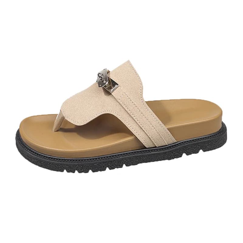 Tongs d'été de luxe pour femmes, pieds nus, pinces décontractées, plate-forme, mode extérieure, pant