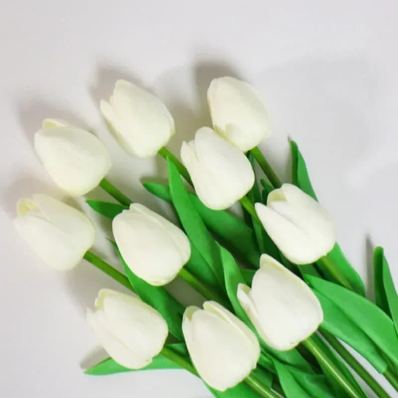 10 Pieces Premium Tulip Artificial Flowers, Real Touch Tulip Bouquet, Decorative for Wedding Room