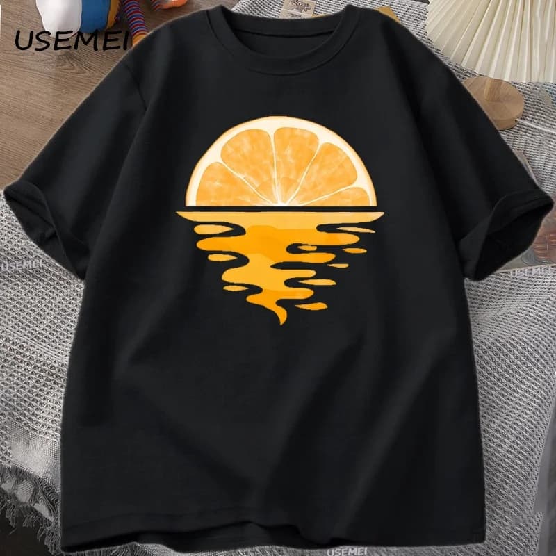 Orange Fruit T-shirt Fruit Lover Party Tee Shirt Casual Hommes Femmes Coton Manches Courtes Hommes D