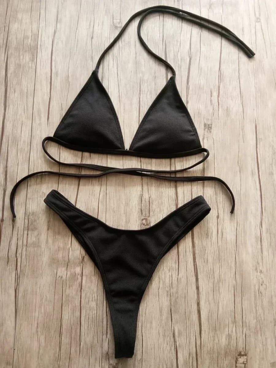BanRibTanga-Bikini brésilien pour femmes, maillot de bain sexy, culotte tanga, échancré, pour la nat