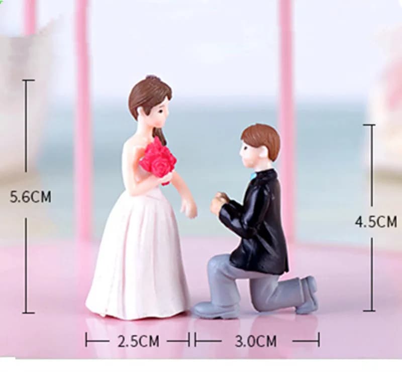1 Paire de Mini Figurines Romantiques de Couple, Figurines d'Amoureux, Poupées de Mariage Féeriques,