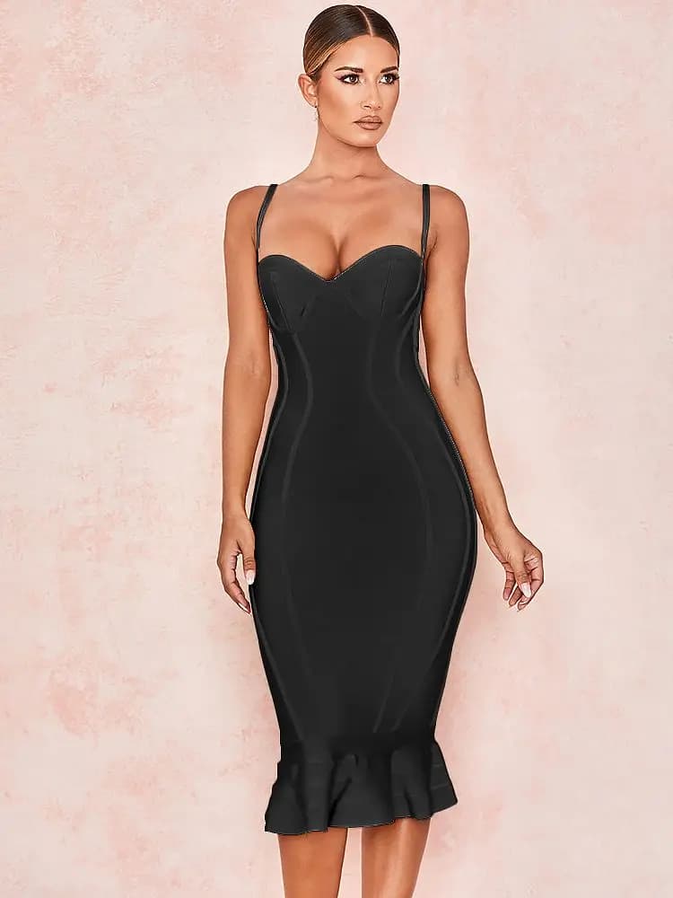 BEAUKEY-Robe de Soirée de Luxe pour Femme, Tenue de Club, Midi, Sexy, Bretelles Spaghetti, Sirène, É