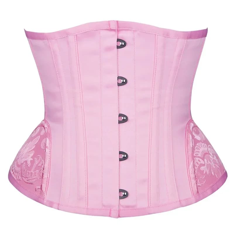 Corset rose pour femmes, bustier Vintage sous le buste, cintré à la taille désossé en acier avec our