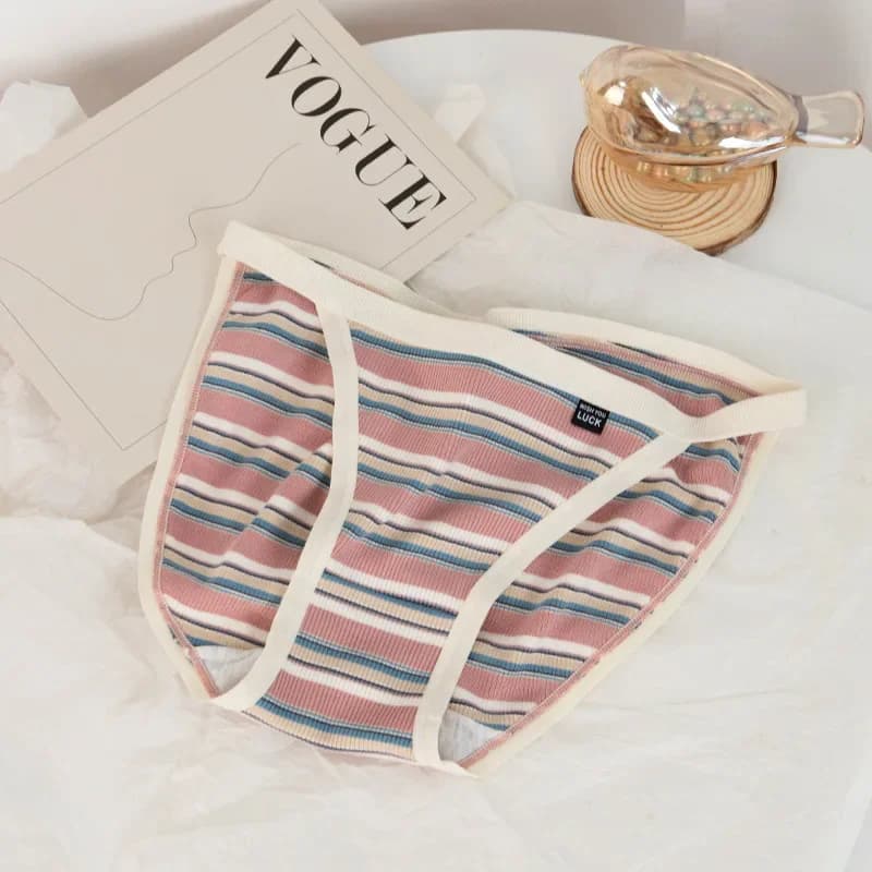 Culotte de Style Marine en Coton pour Fille, à Rayures Colorées, Lingerie Sexy, Très Extensible, à l