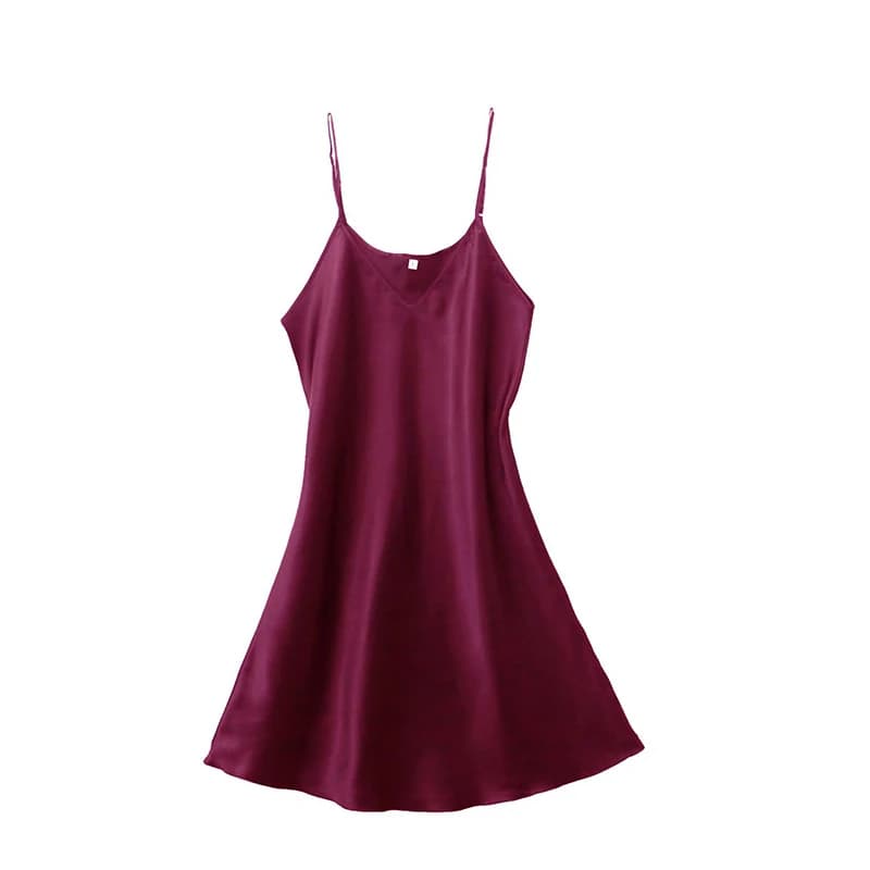 Robe de nuit Sexy en Satin de soie pour femmes, sans manches, col en v, grande taille, vêtements de