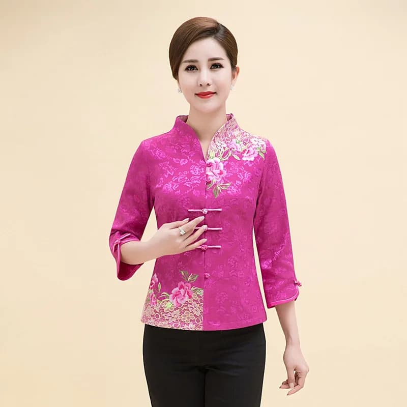 Veste boutonnée vintage pour femme, haut Qipao Hanfu, manteau Cheongsams, vêtements traditionnels Ta