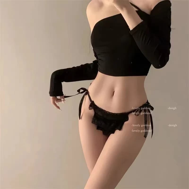 Culottes sexy de style japonais pour femmes, slips en dentelle à lacets, culottes pénétrantes pour j