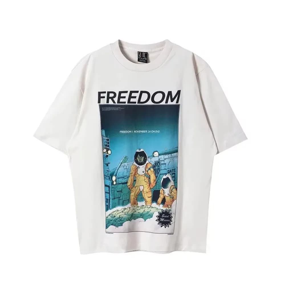T-shirts amples et oversize Saint 2025 à manches courtes, style rétro, nouveau, noir et blanc, col r