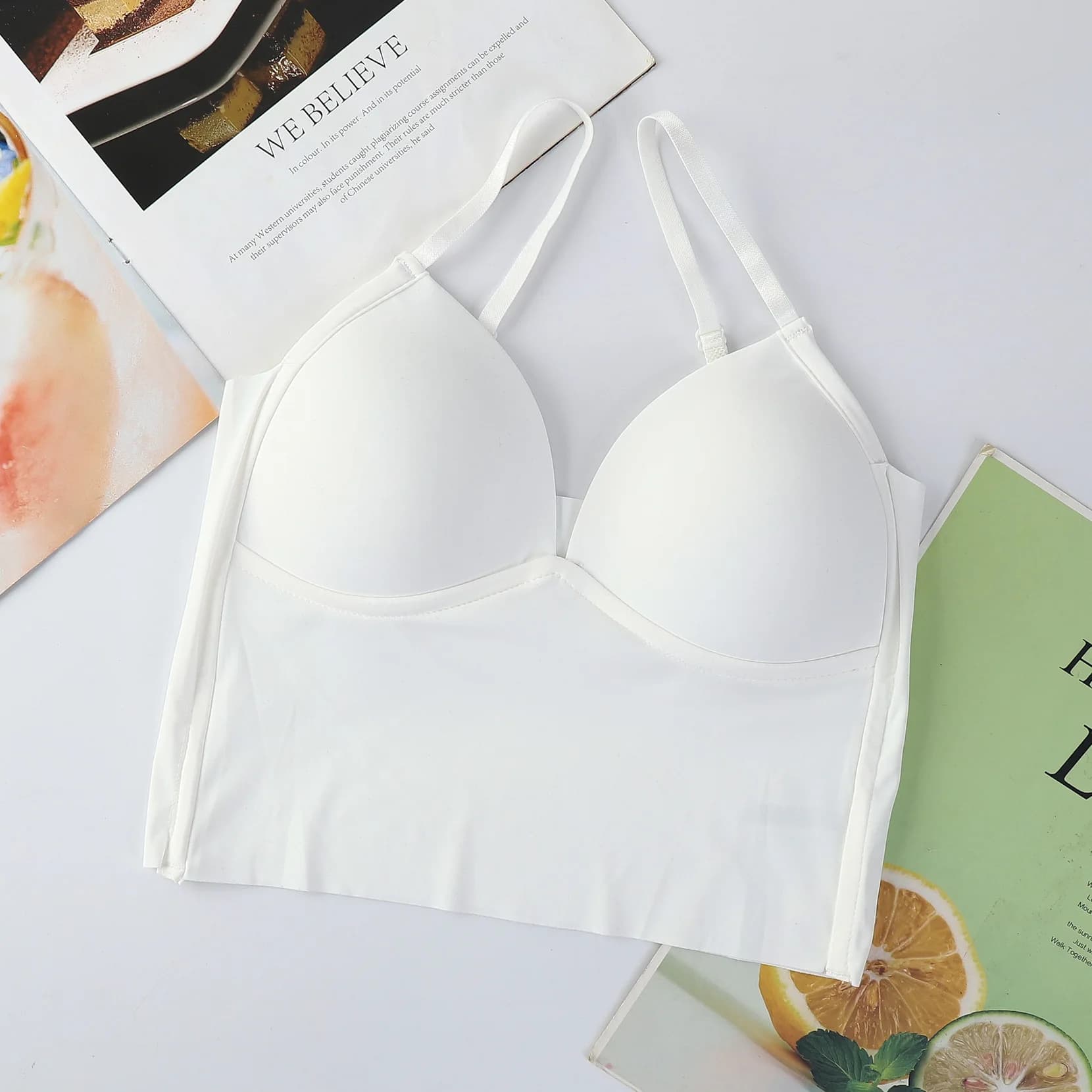 Soutien-gorge débardeur beauté dos fronde gilet fille chaude froncé soutien supérieur tasse fixe ave