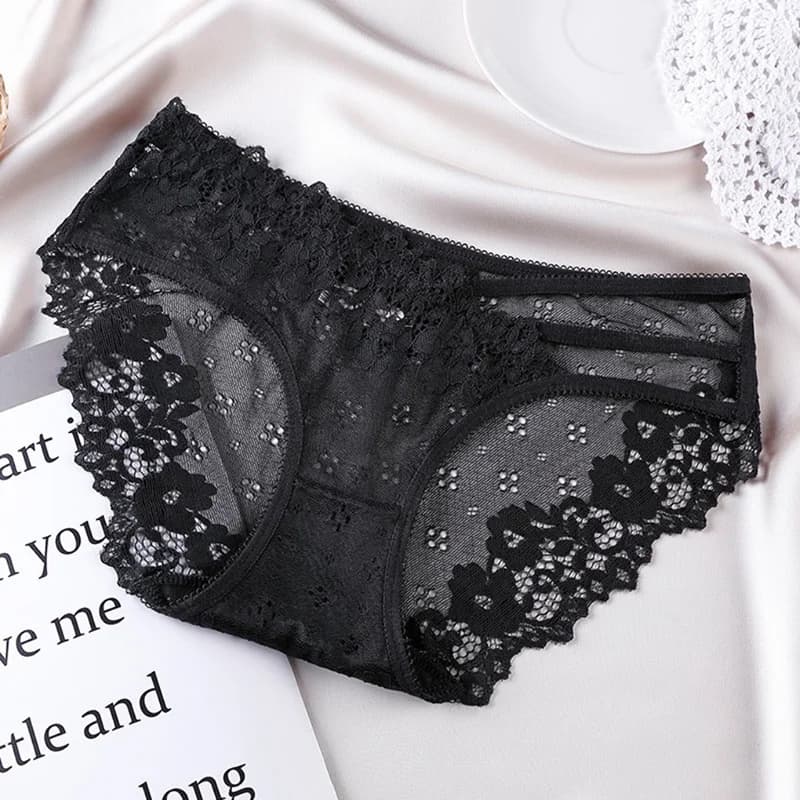 Culotte sexy en dentelle pour femmes, culotte taille basse, sangle de mode, culotte transparente cre