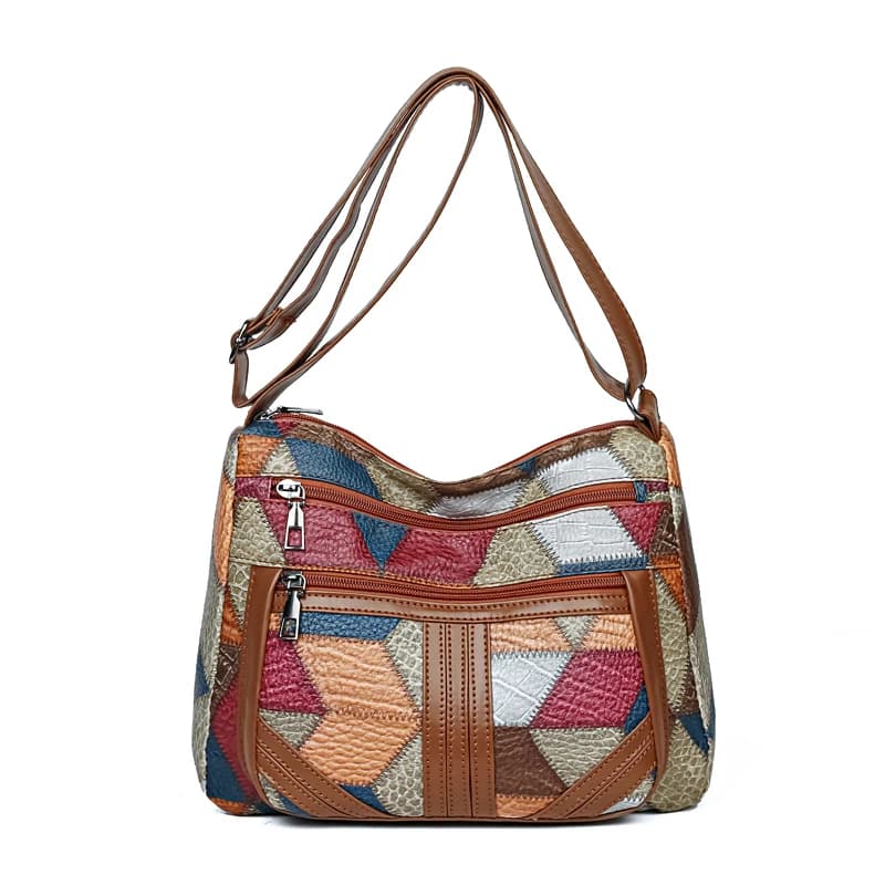Sac à bandoulière pour femmes, motif géométrique léger, Design multicouche, fermeture à glissière sé