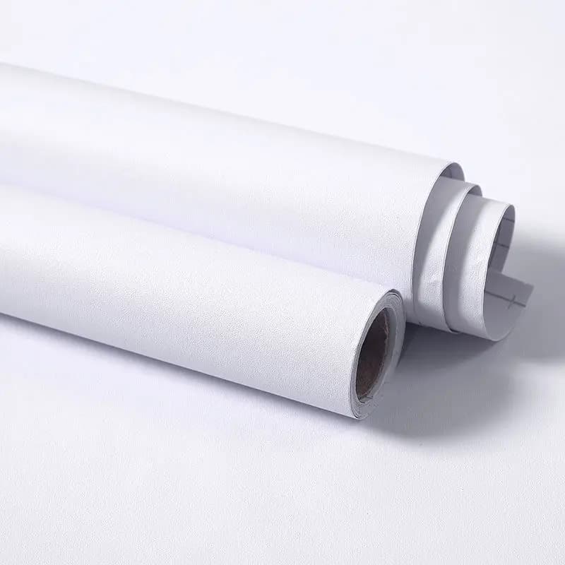 Papiers peints autocollants en PVC blanc mat DIY, autocollants muraux de rénovation, films décoratif