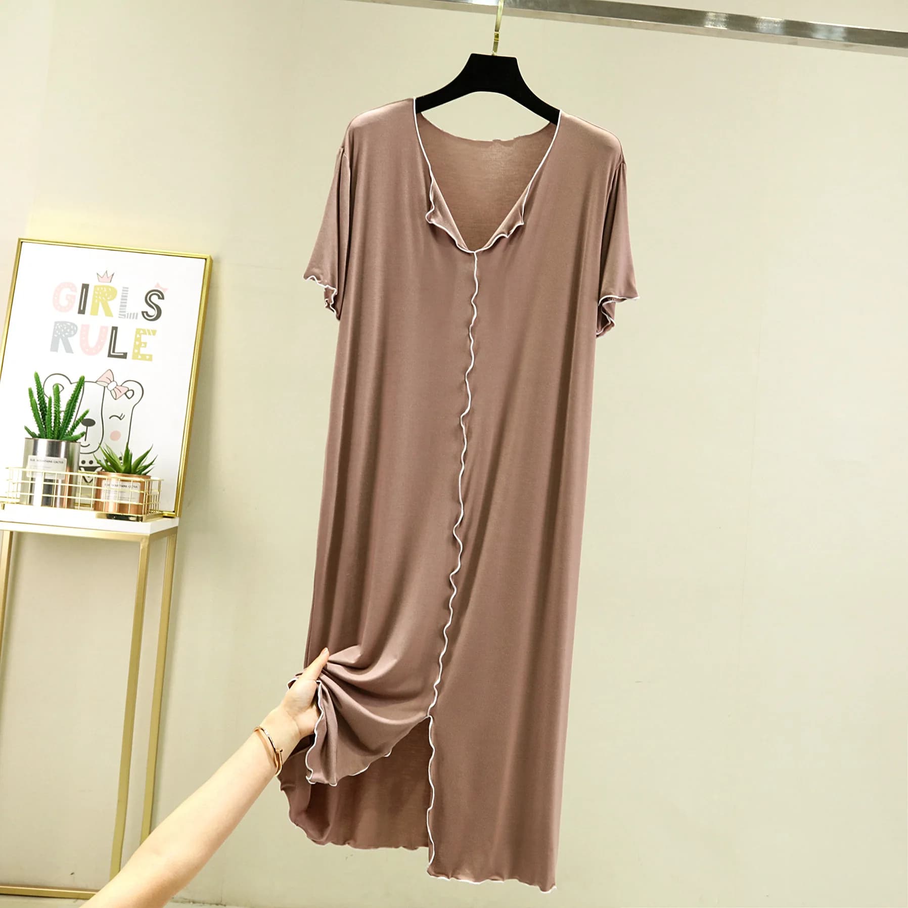 Été Modal robe de nuit femme nouveau décontracté col en V femmes chemises de nuit vêtements de nuit