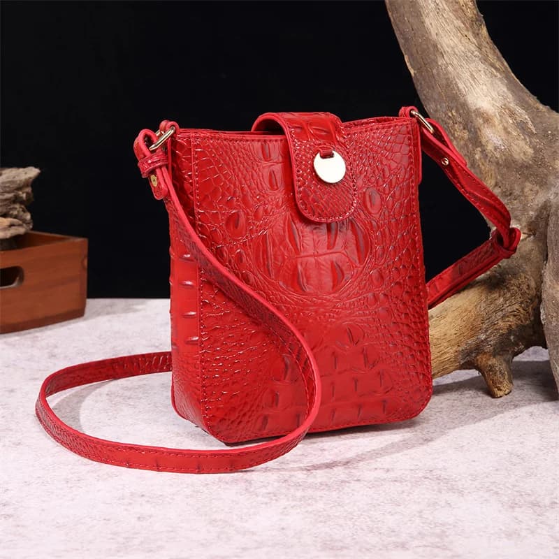 Sac bandoulière en cuir de crocodile pour téléphone, sac à main décontracté et tendance avec bandoul