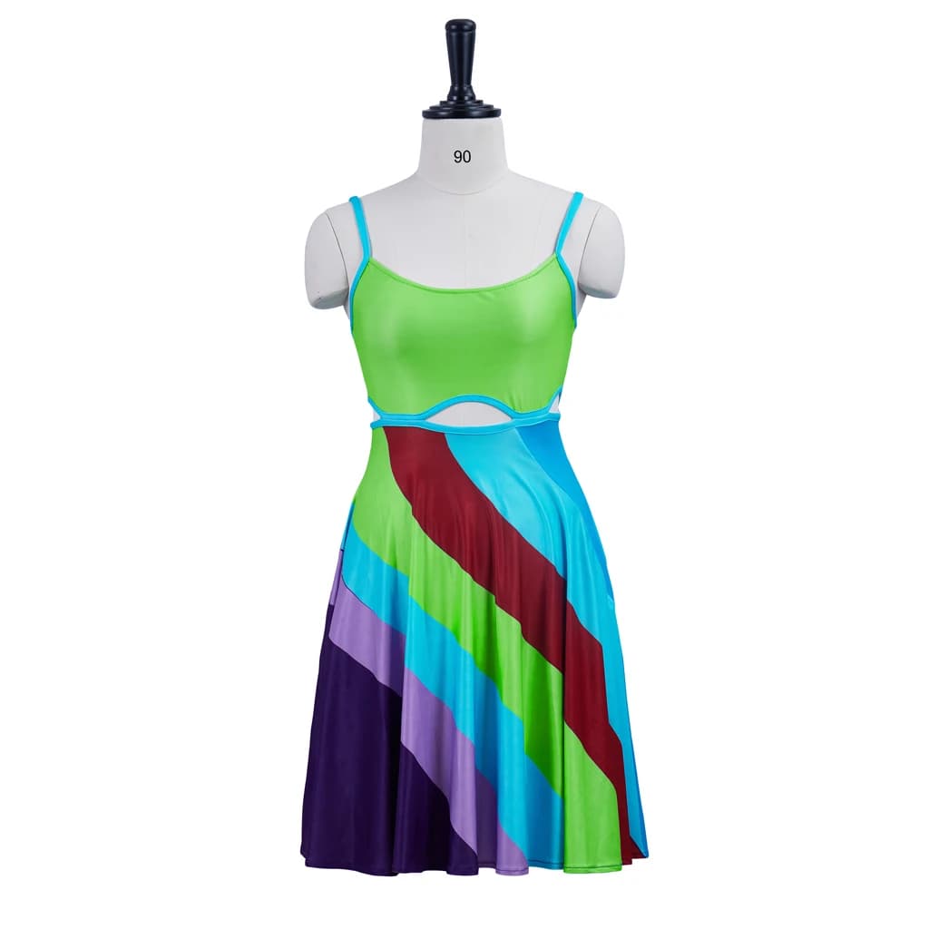 Suddenly 30 Jenna Cosplay Costume Sexy licou vert Mini robe dos nu 13 Going On 30 robe arc-en-ciel é