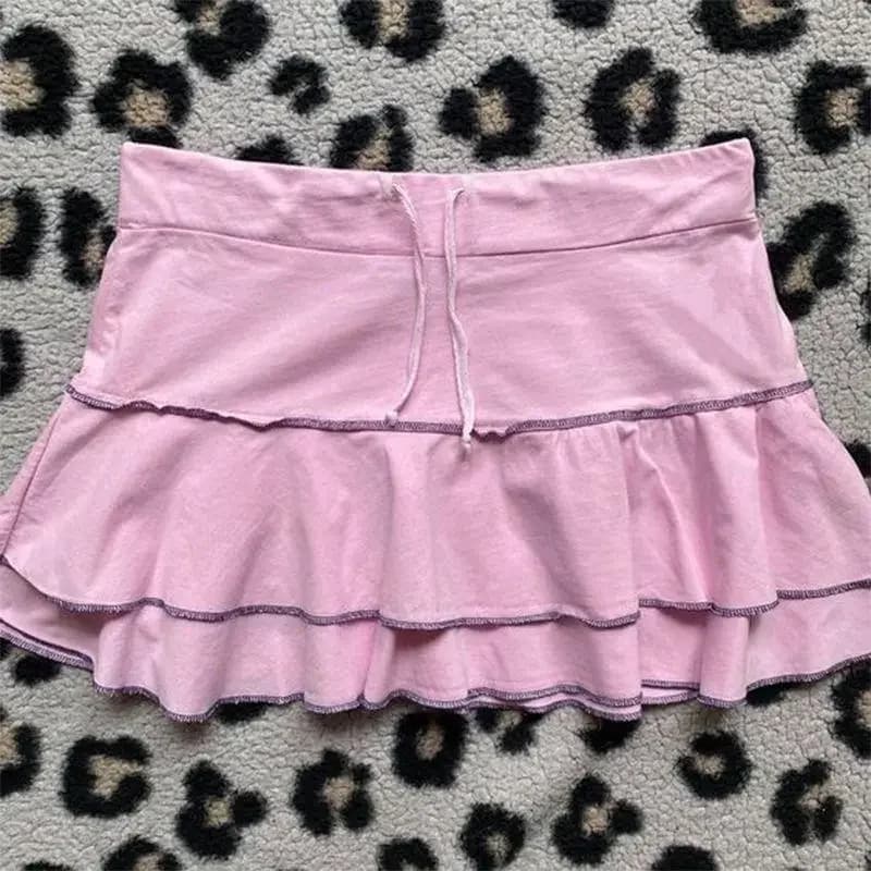 Jupe femme mode Streetwear rose motif à pois sport Style décontracté vintage Y2K Emo filles douce Ha