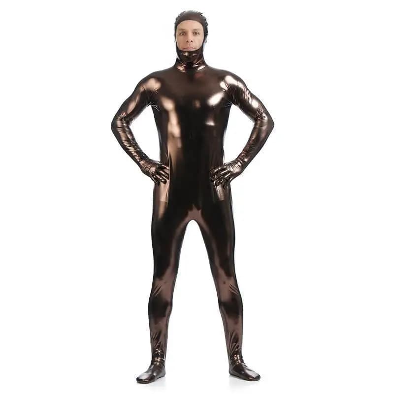 Body métallique Sexy à visage ouvert, Catsuit brillant Zentai, combinaison Cosplay, Costume de fête,