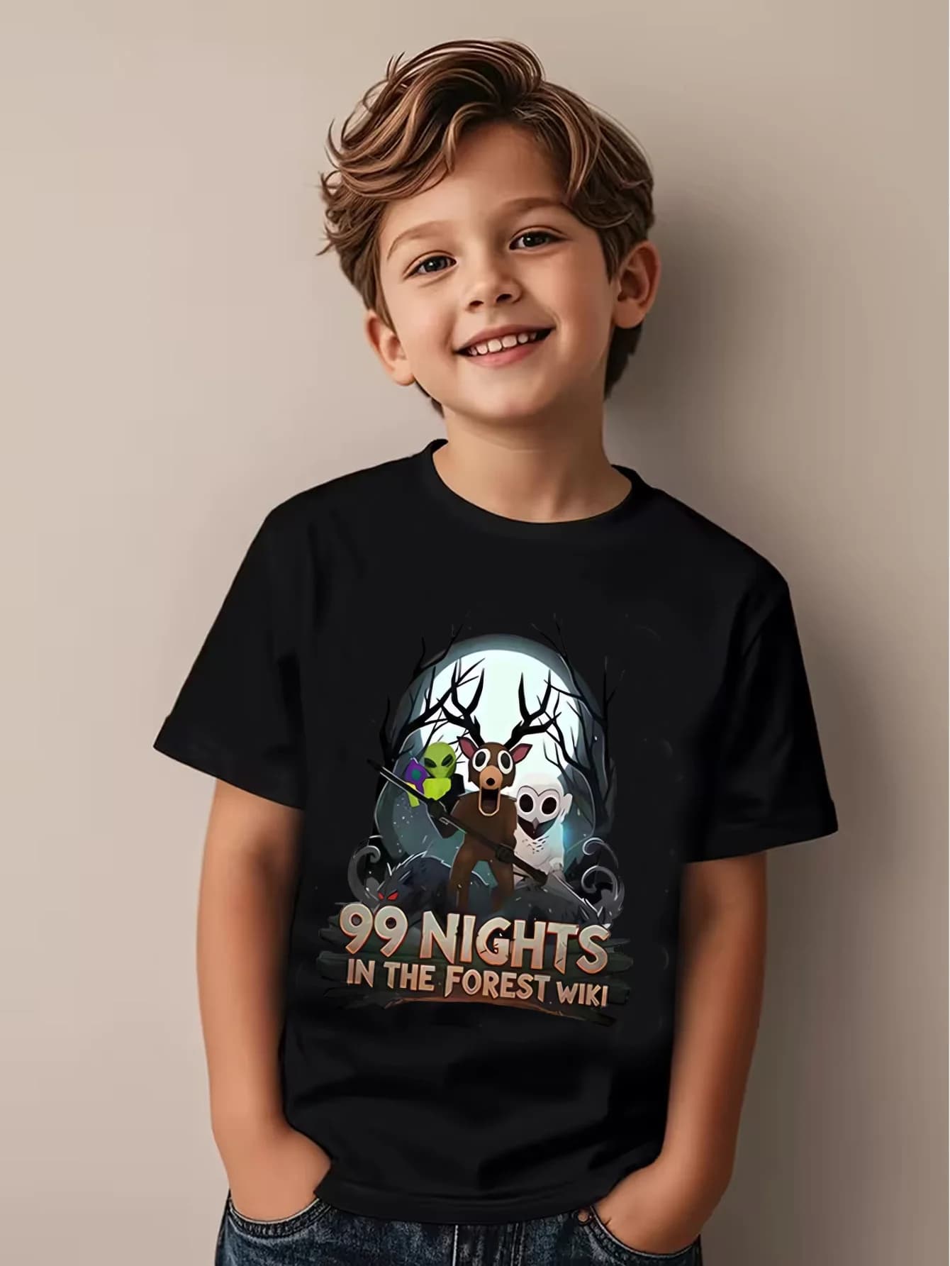 T-shirt pour enfants 99 Nights In The Forest - Haut d'été à manches courtes avec imprimé de dessin a