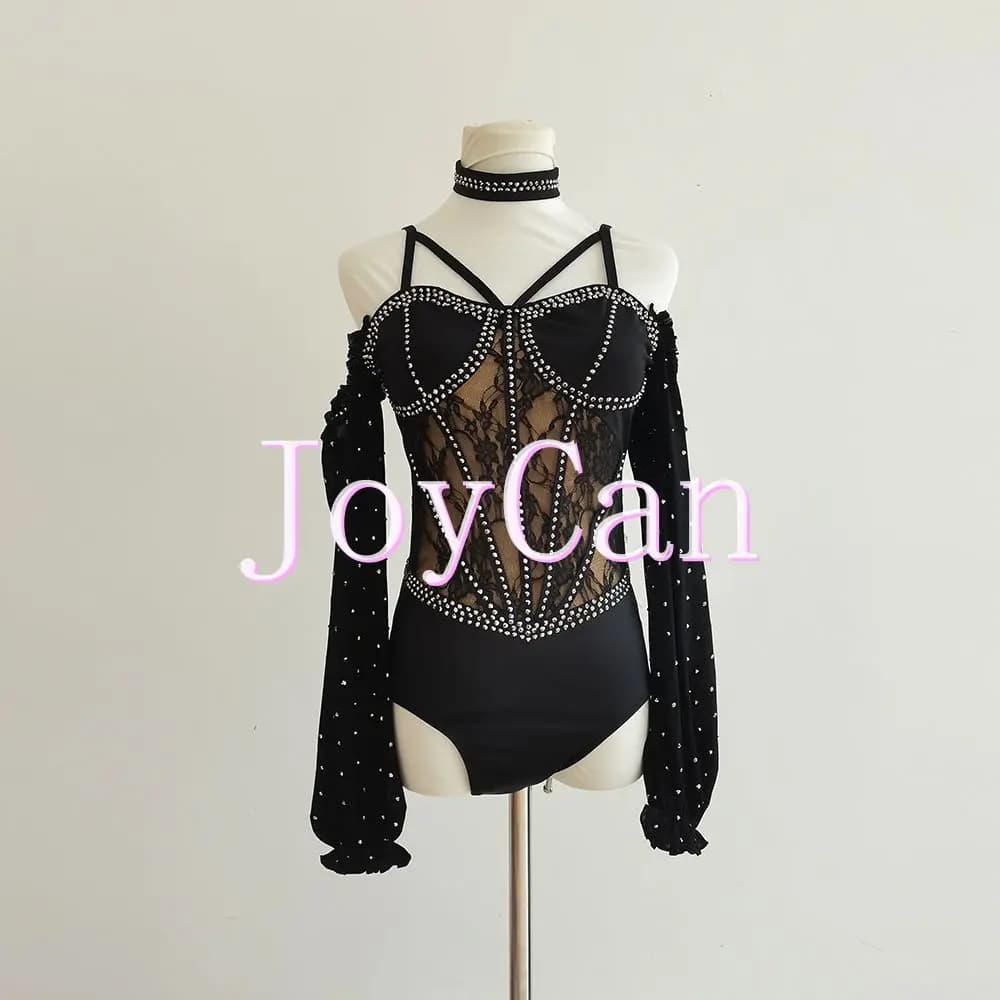 Robe de danse lyrique JoyCan, diamants noirs, costume de danse jazz, vêtements sans manches, tenue d