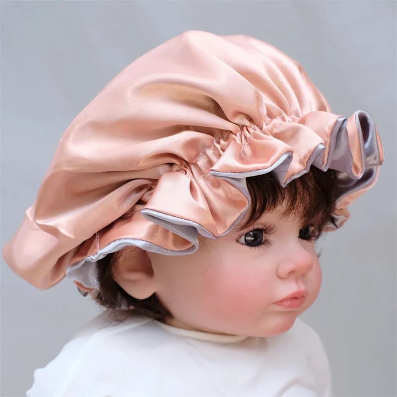 Bonnet de Nuit en Satin pour Bébé Fille, Turban à Double Couche avec Grand Nministériels d, Protecti