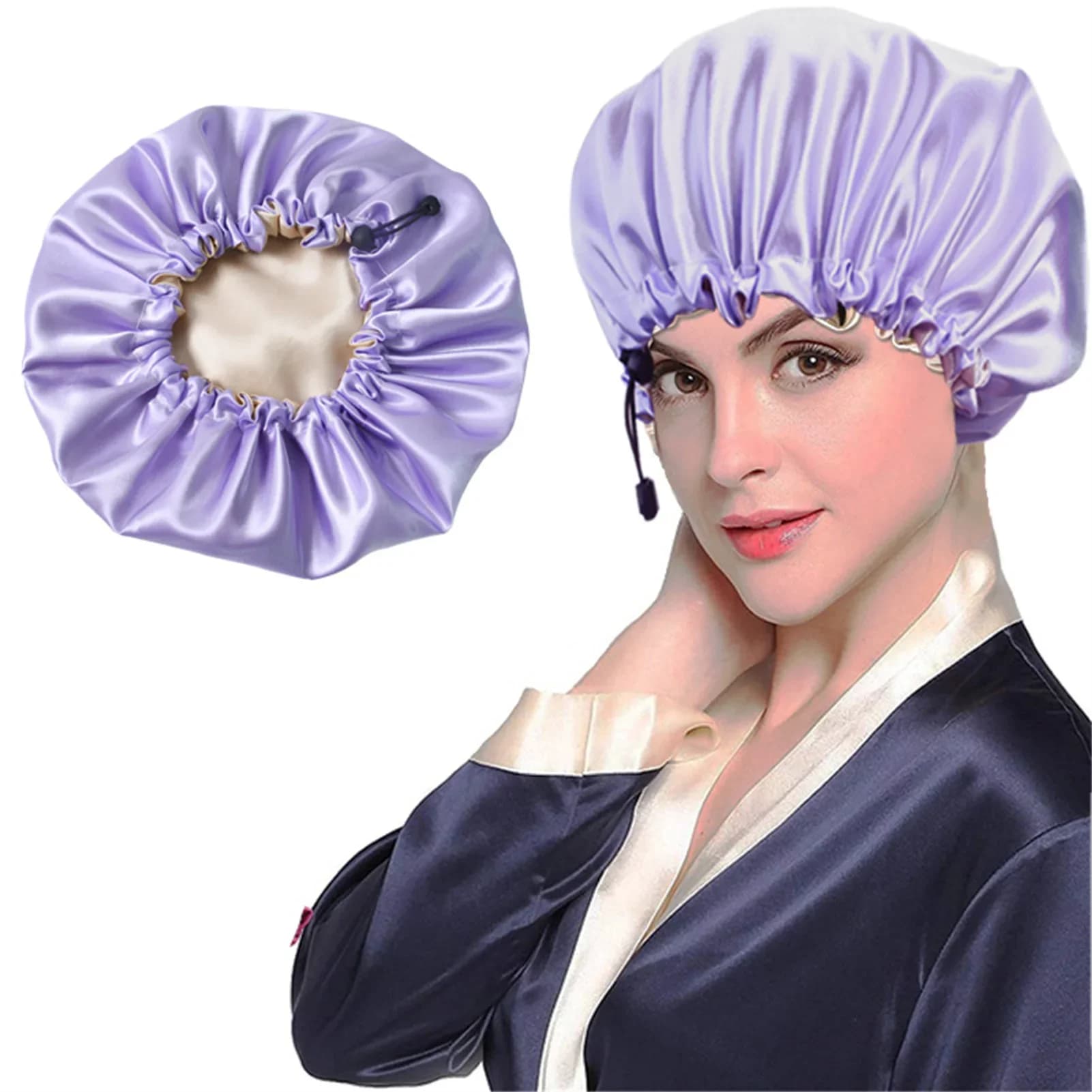 Bonnet en Satin réversible solide pour femmes, pour cheveux bouclés, Double couche, réglable, pour d